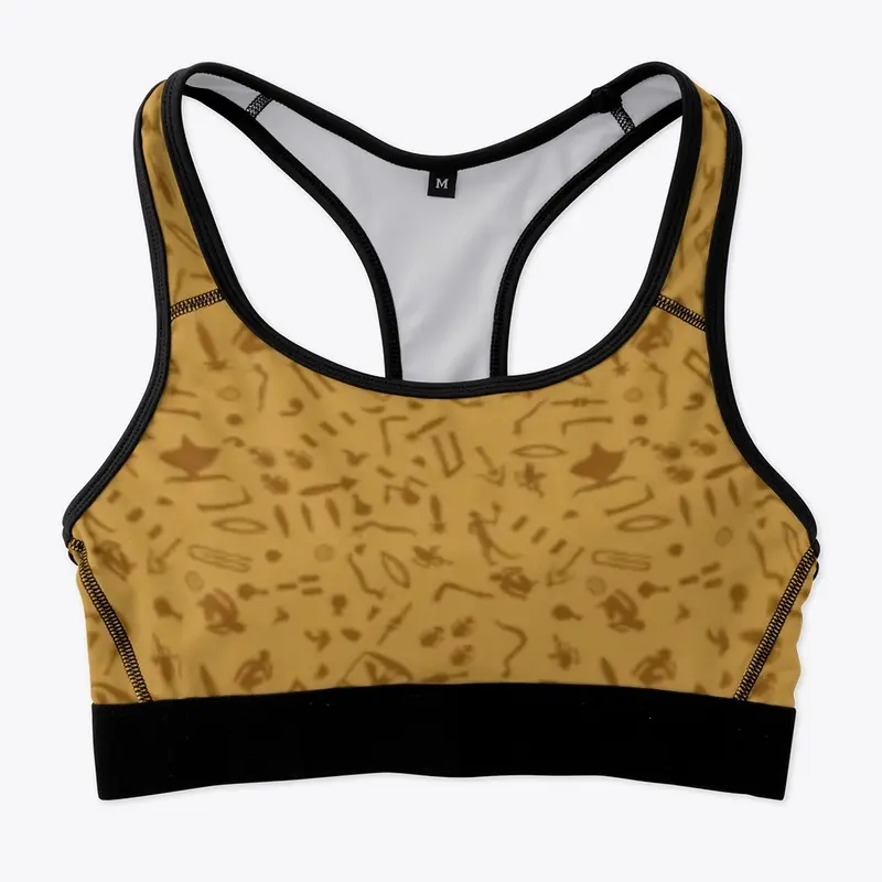  Brown Egyptian Ornate Sports Bra