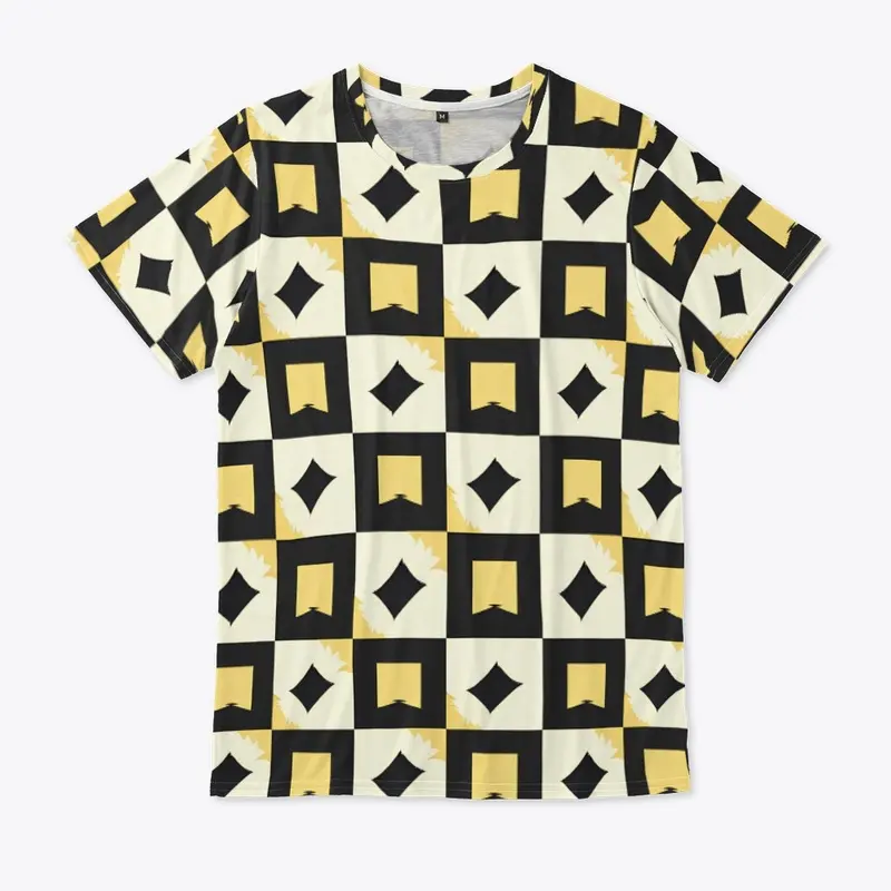  Square Grid Yellow and Black Unisex Tee