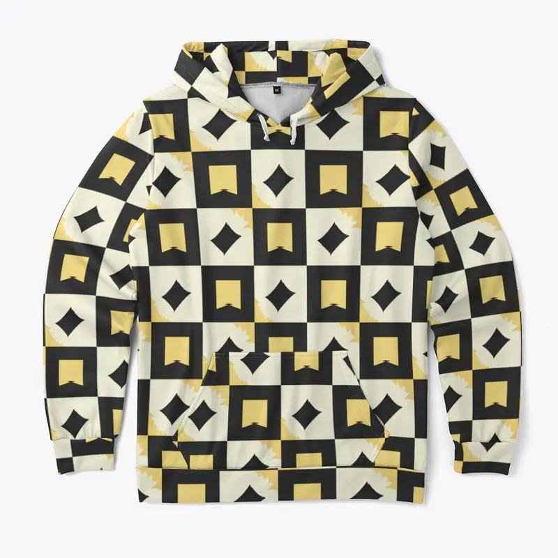 Square Grid Yellow&Black Unisex Hoodie