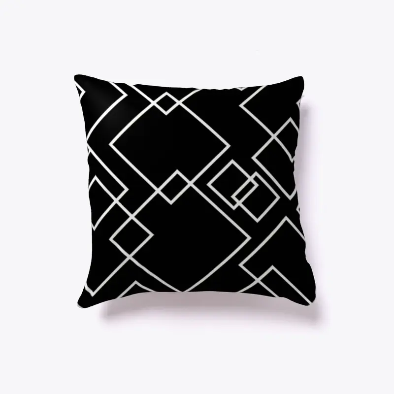 Square Grid with Black Background Pillow